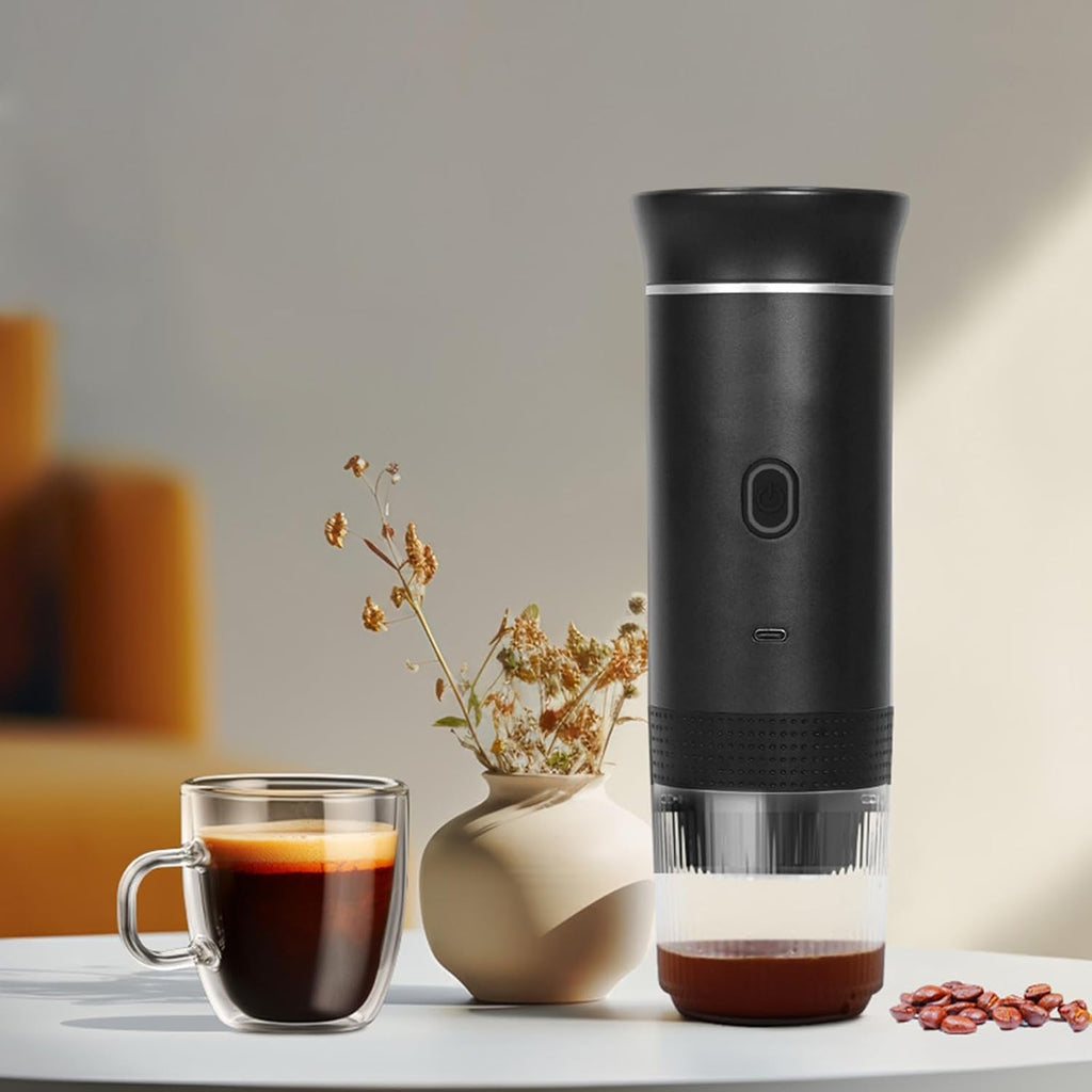 Portable 3-in-1 Espresso Machine – USB-C Rechargeable Coffee Maker for Travel, Car & Office (Capsules & Ground Coffee Compatible)